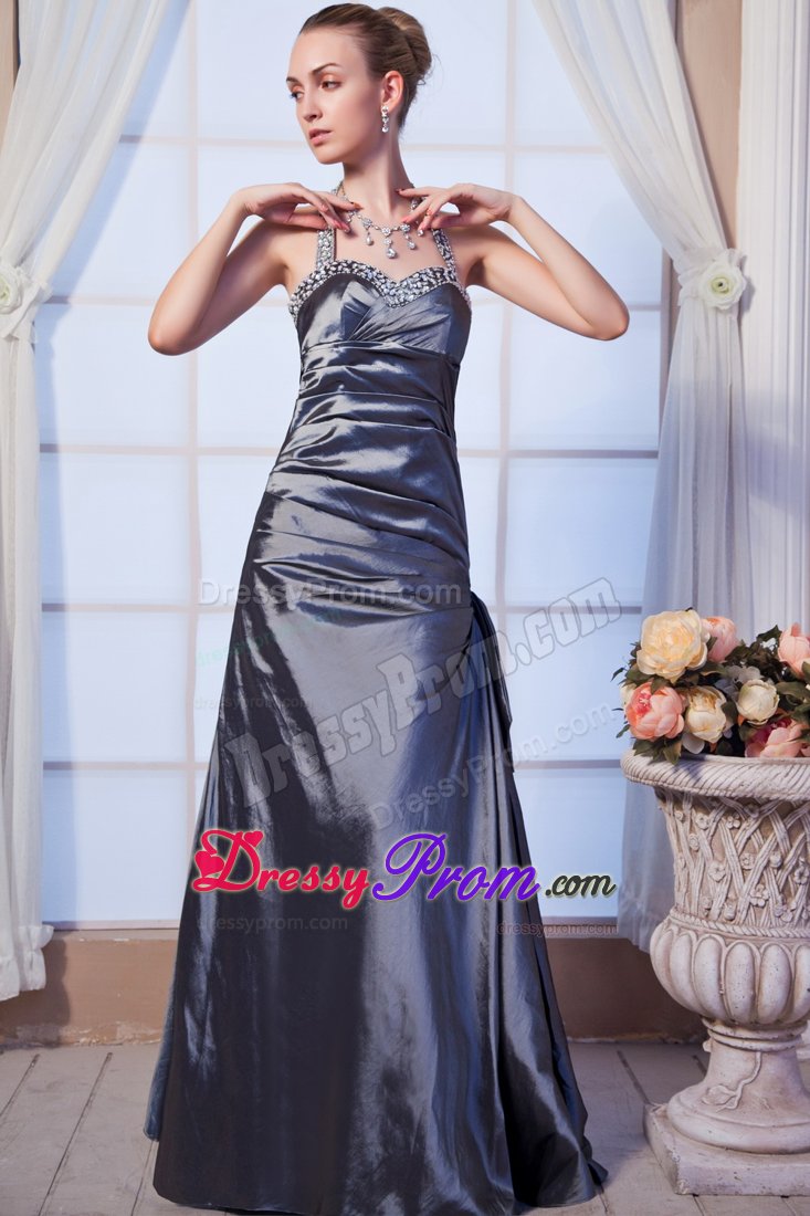 Ruched JS Prom Dresses Beaded Halter top with the Back out in Osasco
