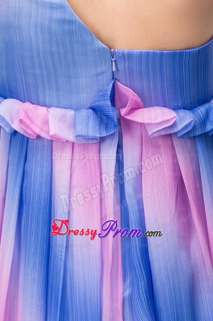 Multi-color One Shoulder Chiffon Prom Cocktail Dress with Floor-length