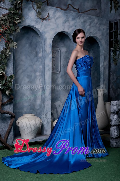 Hot Pleat Prom Gown Dress Beaded Floral Embellishment Watteau Train