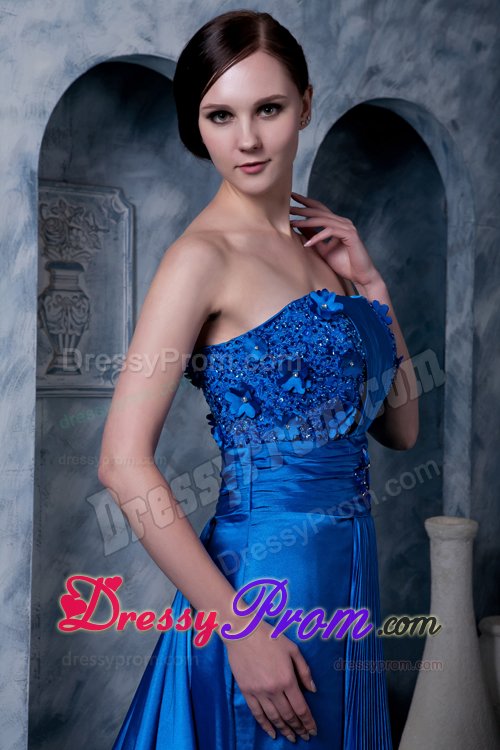 Hot Pleat Prom Gown Dress Beaded Floral Embellishment Watteau Train