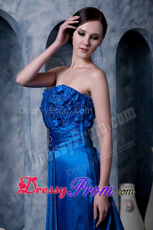 Hot Pleat Prom Gown Dress Beaded Floral Embellishment Watteau Train
