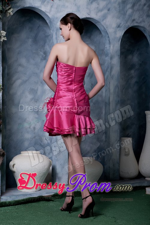 One Shoulder Dresses for Prom Queen Hand Made Flowers Mini-length