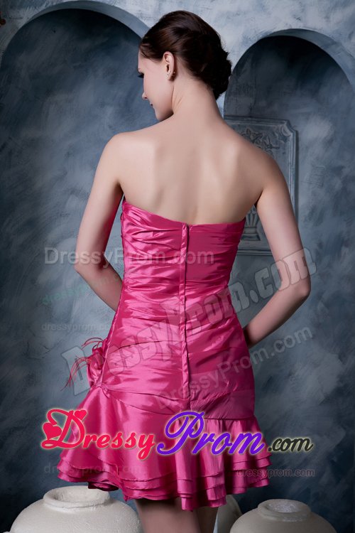 One Shoulder Dresses for Prom Queen Hand Made Flowers Mini-length
