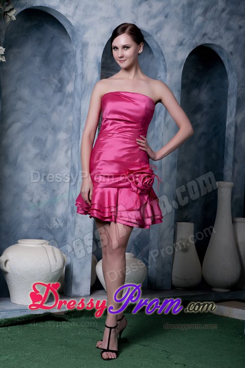 One Shoulder Dresses for Prom Queen Hand Made Flowers Mini-length