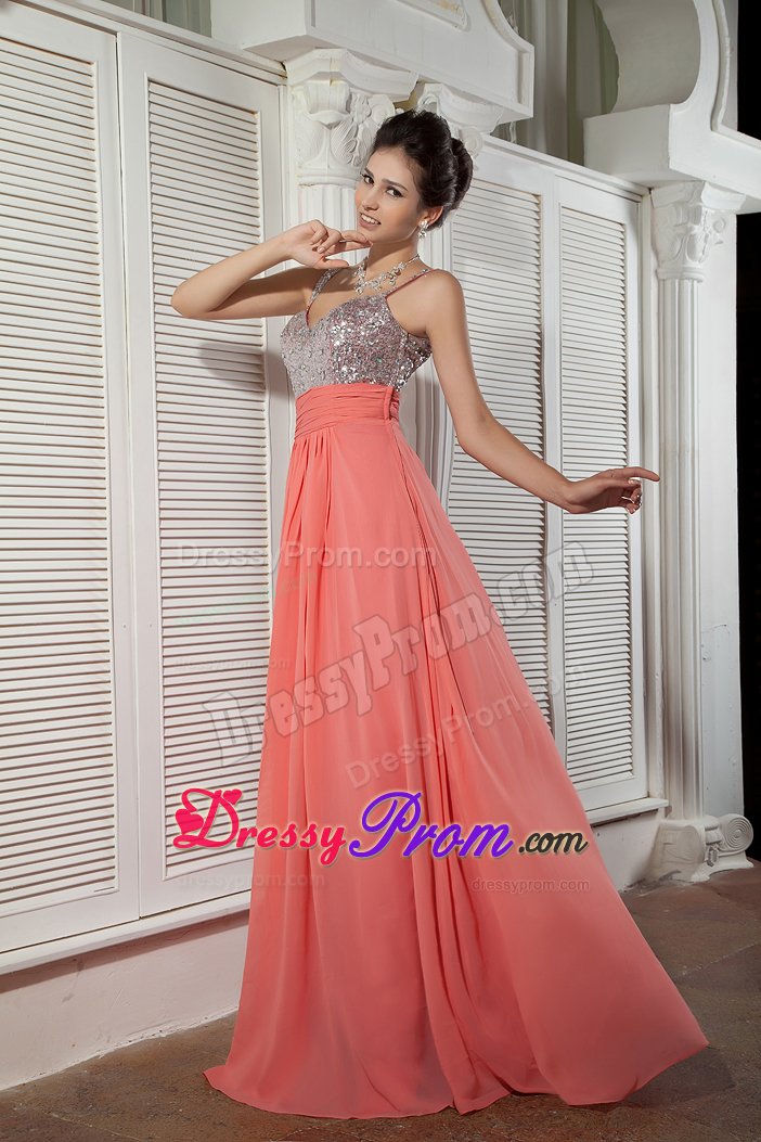 Sweetheart Straps Dress for Prom Princess Chiffon Sequins and Beading