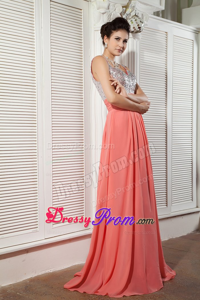 Sweetheart Straps Dress for Prom Princess Chiffon Sequins and Beading