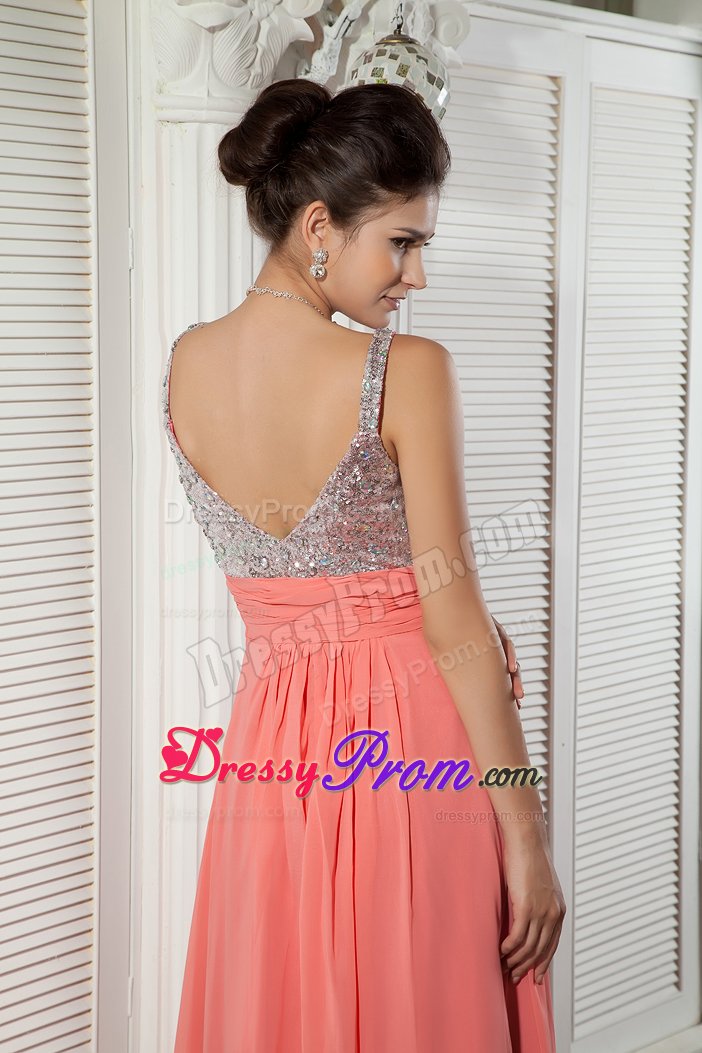 Sweetheart Straps Dress for Prom Princess Chiffon Sequins and Beading