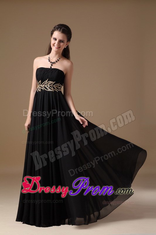 Pretty Guarulhos Black Empire Prom Party Dresses Strapless in Chiffon