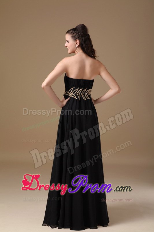Pretty Guarulhos Black Empire Prom Party Dresses Strapless in Chiffon