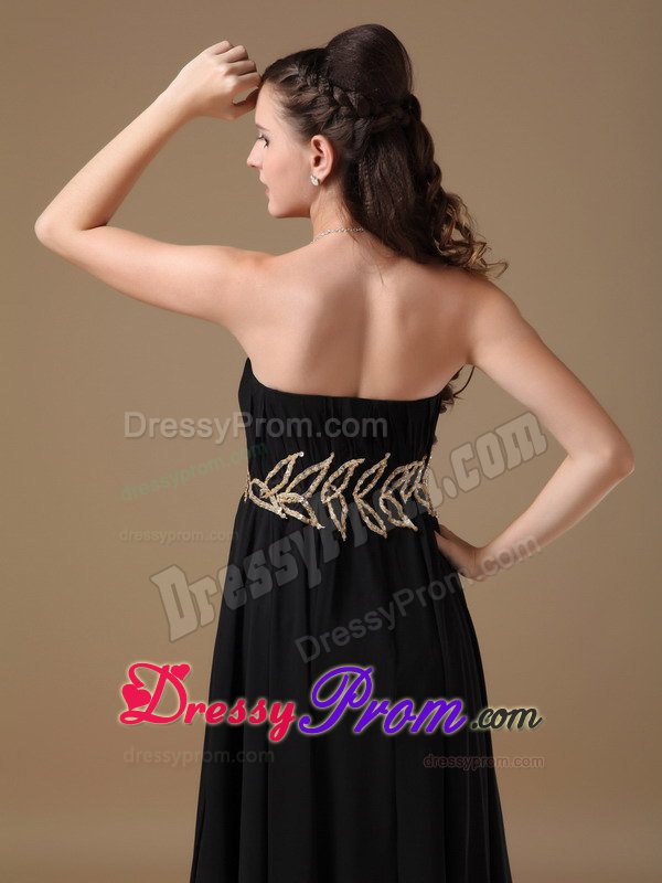 Pretty Guarulhos Black Empire Prom Party Dresses Strapless in Chiffon