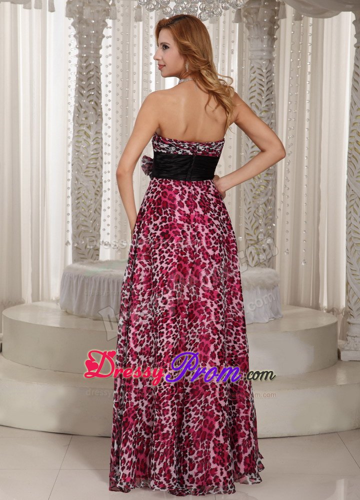 Ruches Sash Colorful Animal Print Sweetheart Prom Holiday Dress