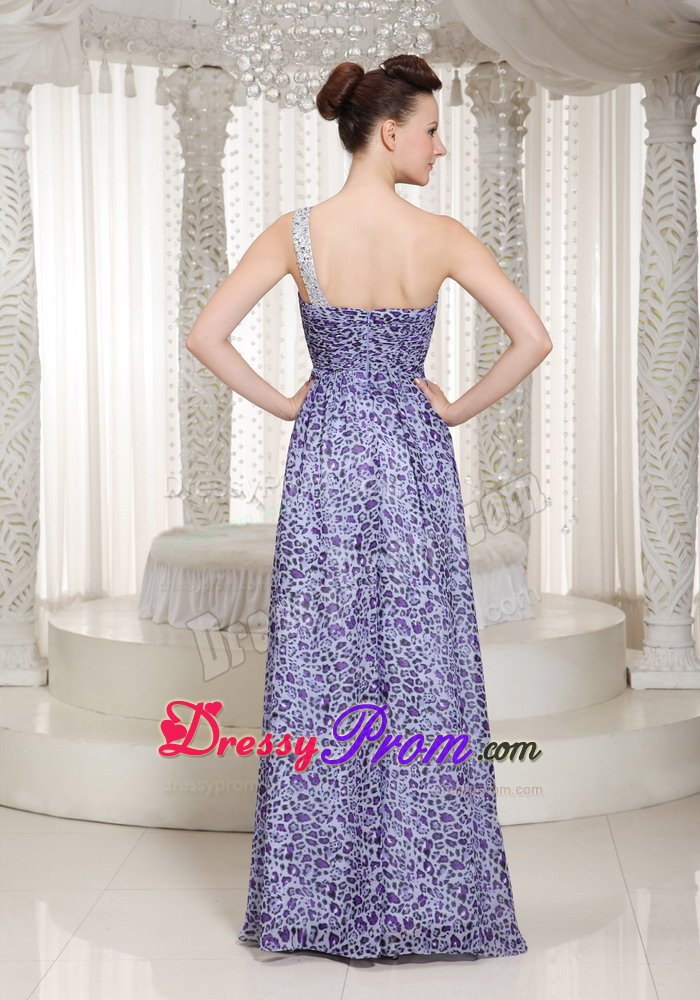 Animal Print Prom Holiday Dress with One Shoulder and High Slit