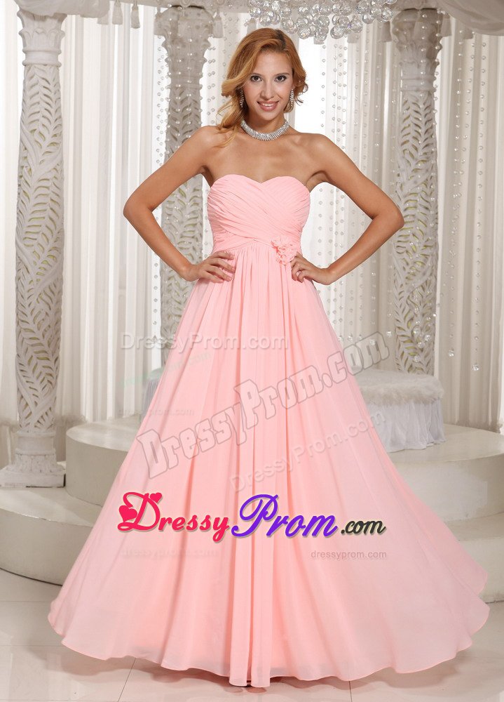 Fountain Valley CA Ruched Chiffon Prom Holiday Dress in Baby Pink