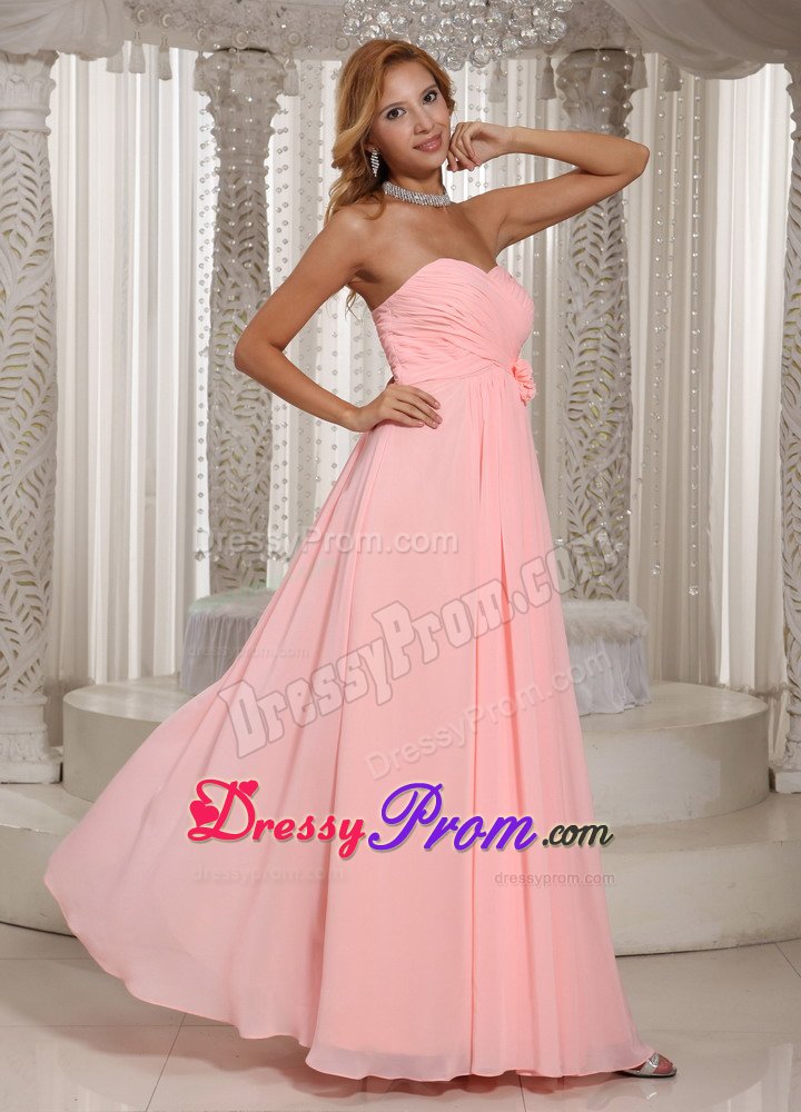 Fountain Valley CA Ruched Chiffon Prom Holiday Dress in Baby Pink