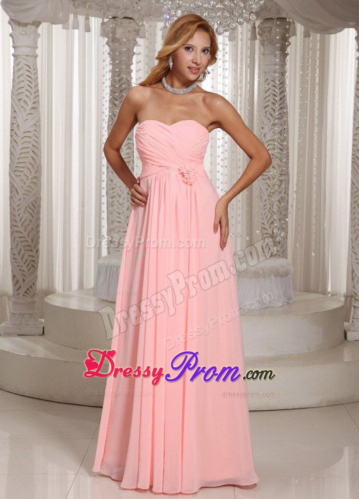 Fountain Valley CA Ruched Chiffon Prom Holiday Dress in Baby Pink