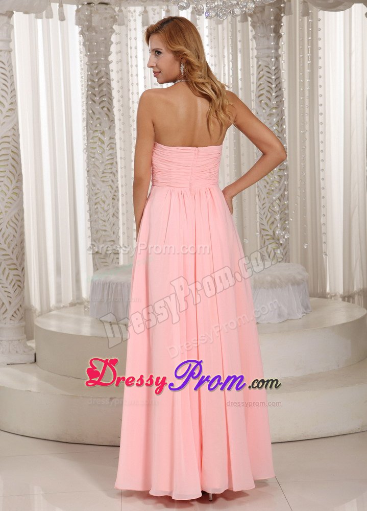 Fountain Valley CA Ruched Chiffon Prom Holiday Dress in Baby Pink
