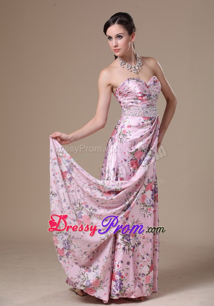 Beading and Printing Accent Floor Length Prom Holiday Dress 2014