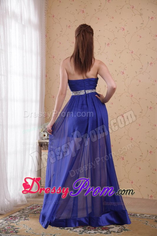 Beaded and Ruched Chiffon Prom Bridesmaid Dresses in Royal Blue