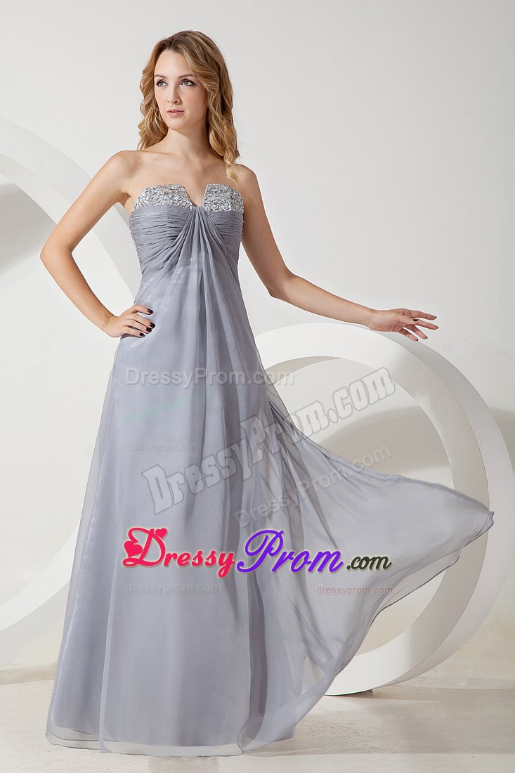 Fort Bragg CA Gray Floor Length Beaded Prom Bridesmaid Dresses