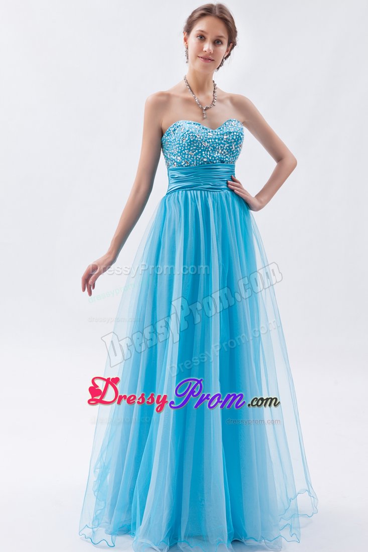 Eureka CA Baby Blue A-line Prom Bridesmaid Dress with Beading