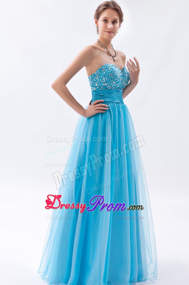 Eureka CA Baby Blue A-line Prom Bridesmaid Dress with Beading