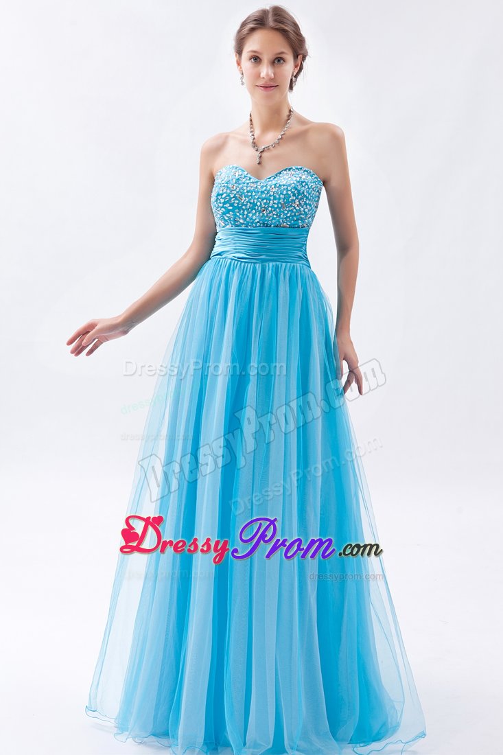 Eureka CA Baby Blue A-line Prom Bridesmaid Dress with Beading