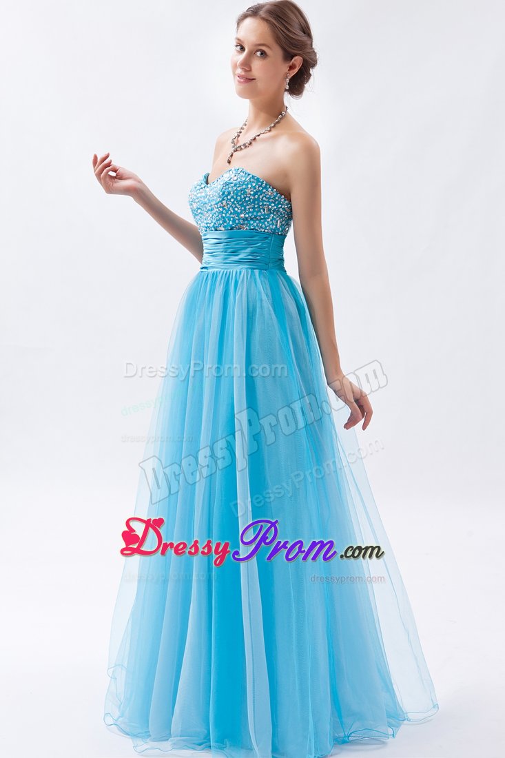 Eureka CA Baby Blue A-line Prom Bridesmaid Dress with Beading