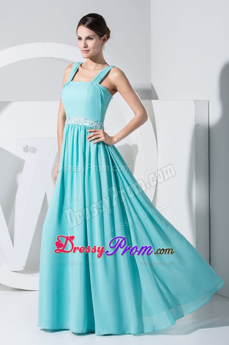 Beaded Aqua Blue Empire Straps Prom Maxi Dress in Emeryville CA