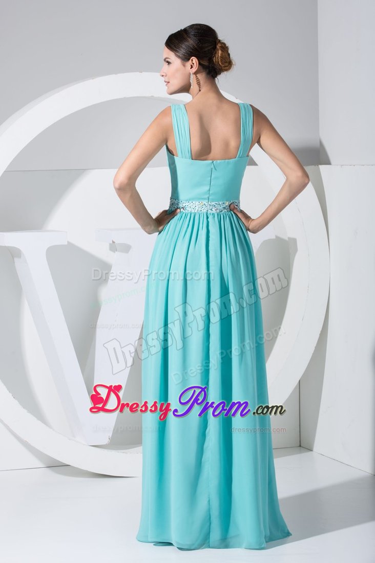 Beaded Aqua Blue Empire Straps Prom Maxi Dress in Emeryville CA