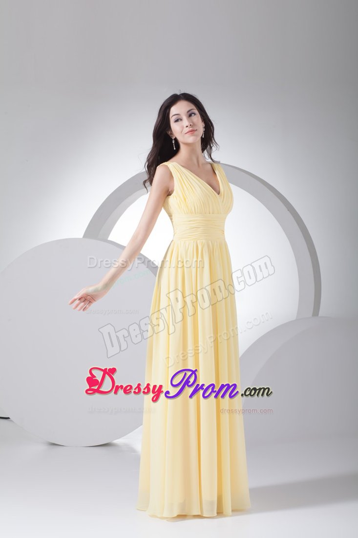 El Cajon CA Ruched V-neck Chiffon Floor Length Prom Maxi Dress