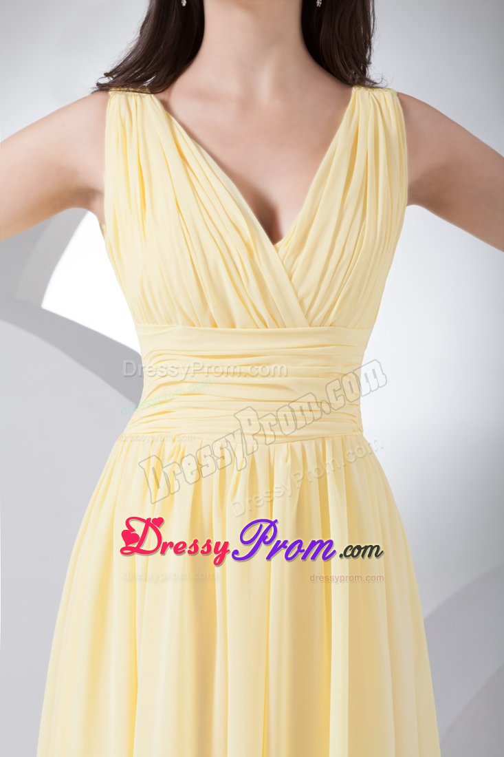 El Cajon CA Ruched V-neck Chiffon Floor Length Prom Maxi Dress