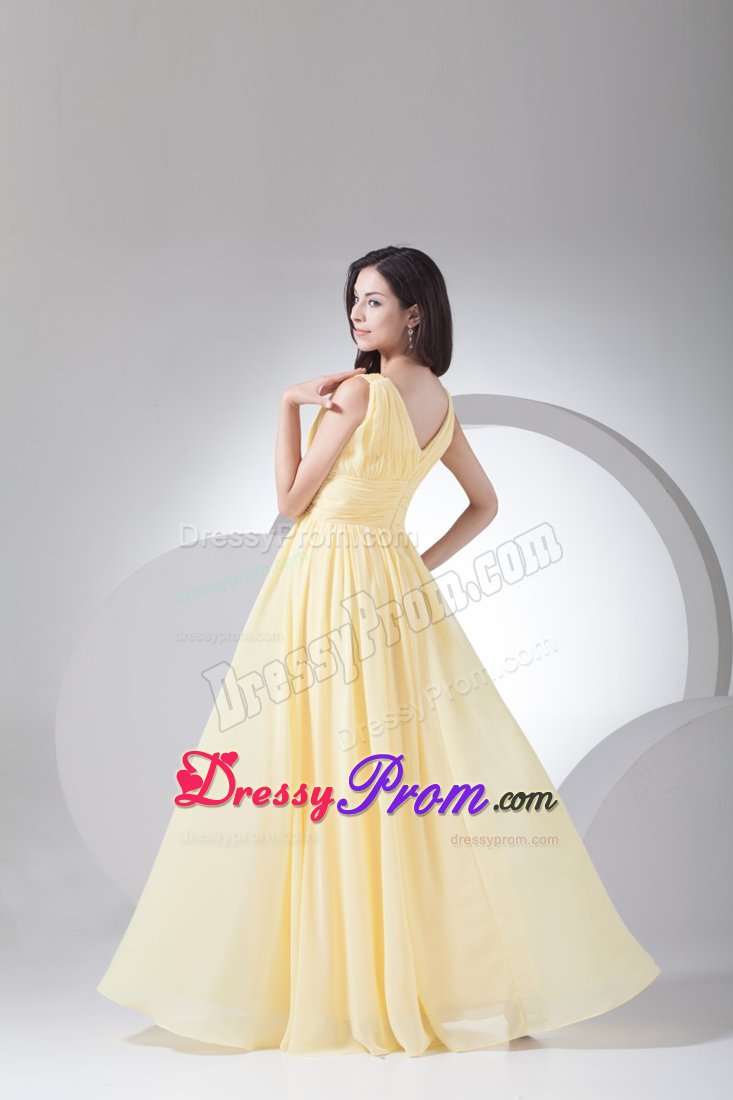 El Cajon CA Ruched V-neck Chiffon Floor Length Prom Maxi Dress