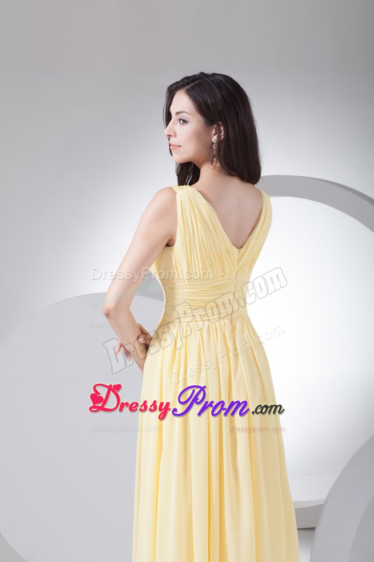 El Cajon CA Ruched V-neck Chiffon Floor Length Prom Maxi Dress