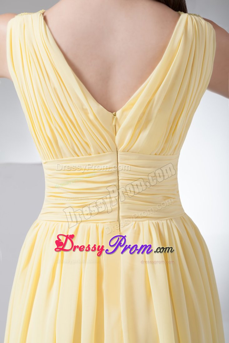 El Cajon CA Ruched V-neck Chiffon Floor Length Prom Maxi Dress