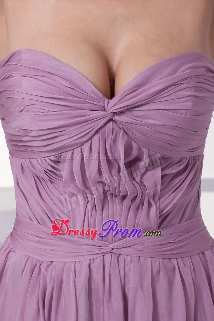 Ruching Accent Empire Court Train Lilac Prom Maxi Dress For Cheap