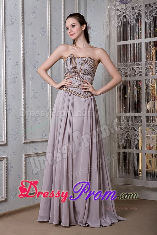 Corona CA Beading Accent Gray Empire Chiffon Prom Party Dresses