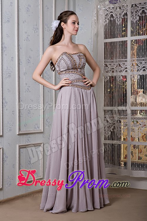 Corona CA Beading Accent Gray Empire Chiffon Prom Party Dresses