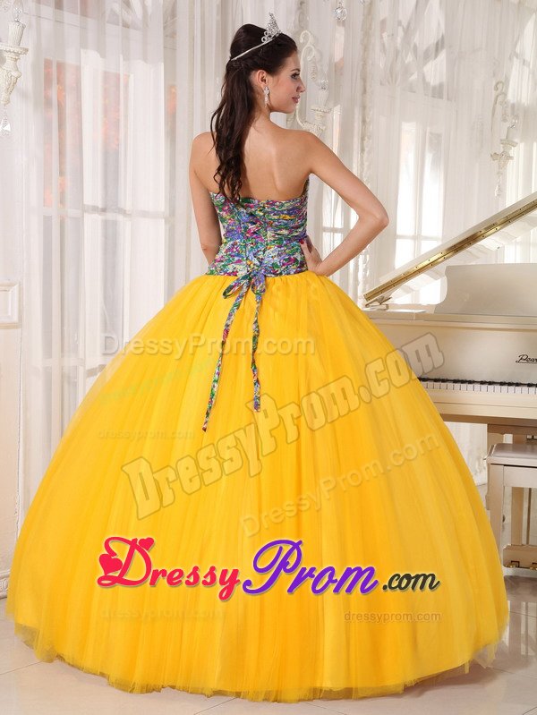 Chichi Tulle Printing Yellow Dress for Quinceaneras in Bristol