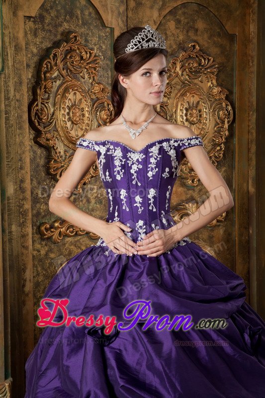 Off The Shoulder Appliqued Dress for Quince with Flowers