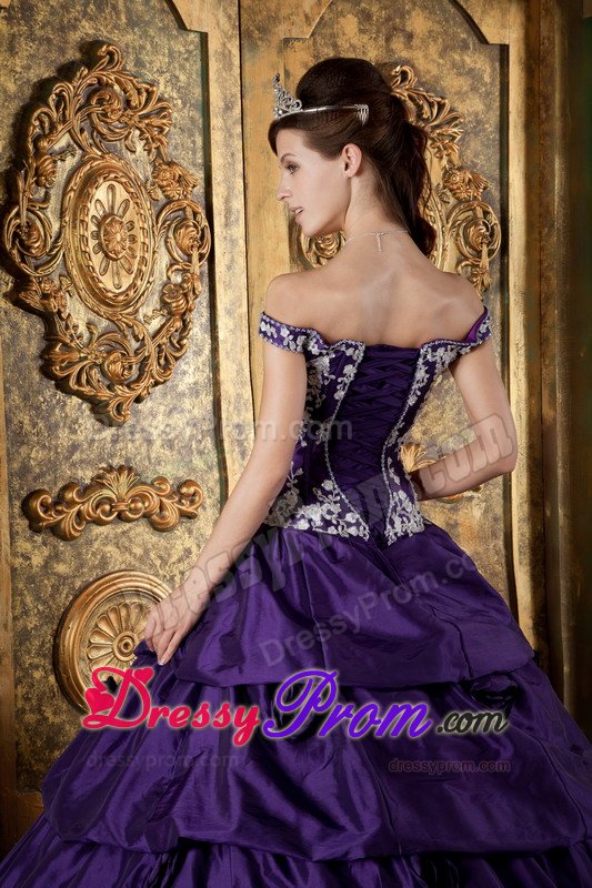 Off The Shoulder Appliqued Dress for Quince with Flowers