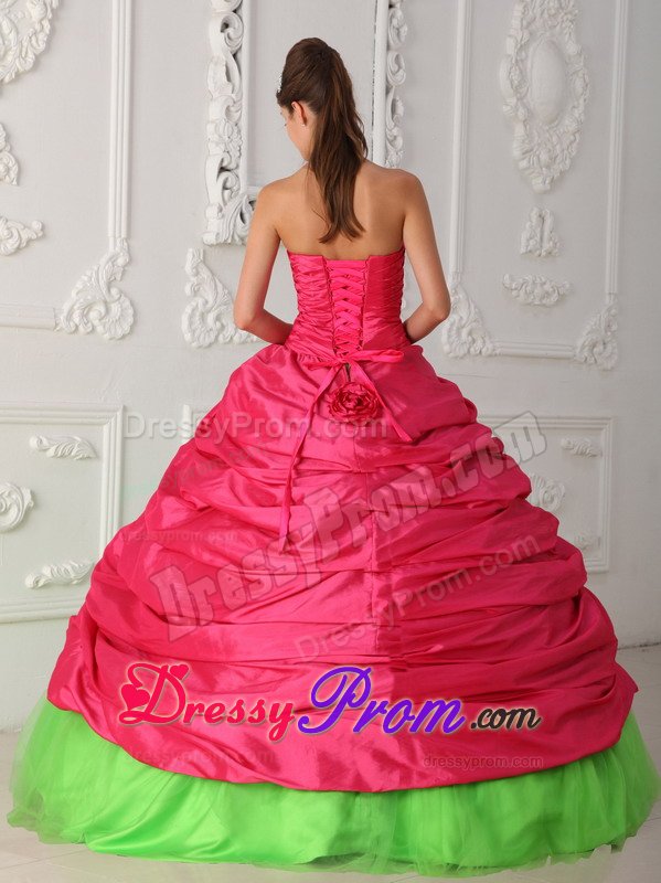 Appliqued Quinceanera Dresses in Hot Pink and Spring Green 2014