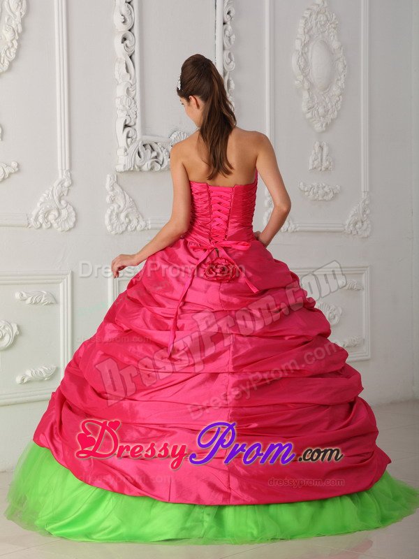 Appliqued Quinceanera Dresses in Hot Pink and Spring Green 2014