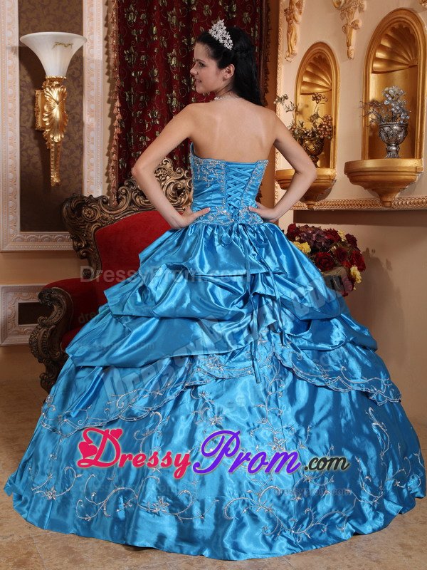 Hamilton NZ Blue Taffeta Quinceanera Dress with Pick ups Beading
