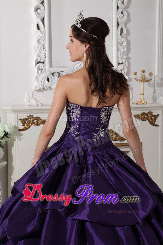 Embroidery and Pick ups Accent Quinces Dresses in Dark Purple