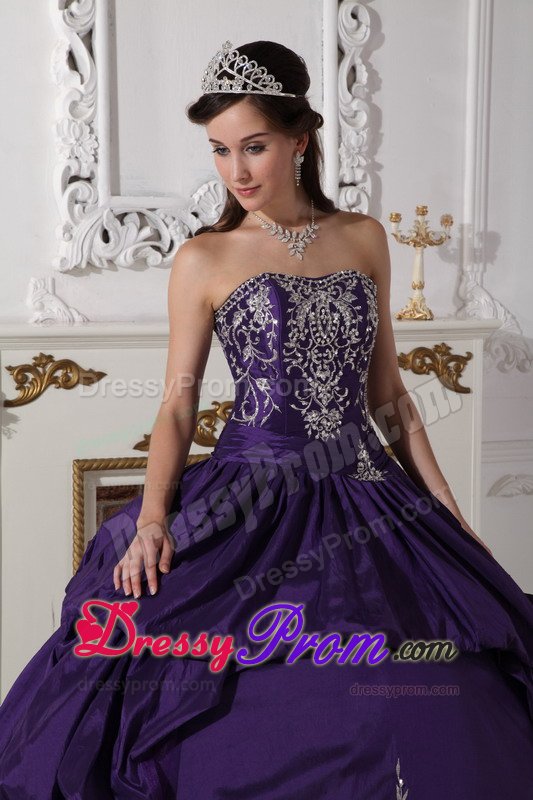 Embroidery and Pick ups Accent Quinces Dresses in Dark Purple