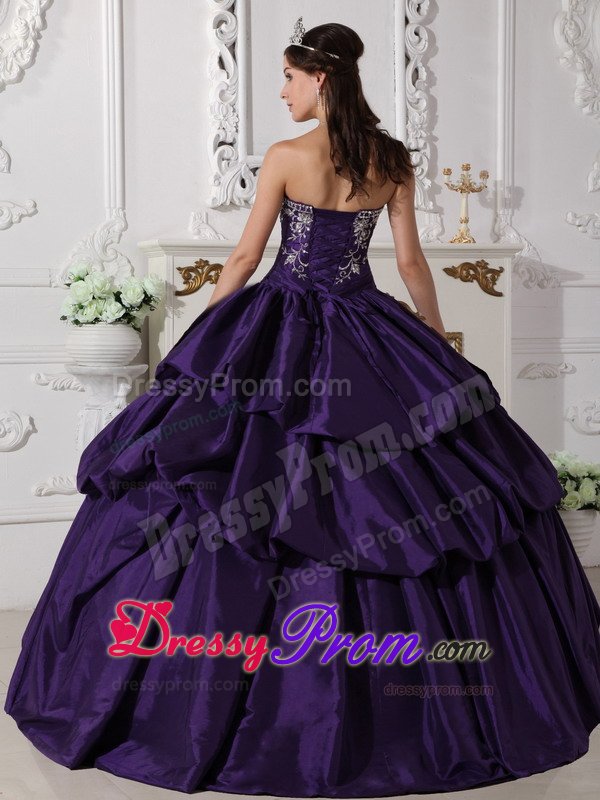 Embroidery and Pick ups Accent Quinces Dresses in Dark Purple
