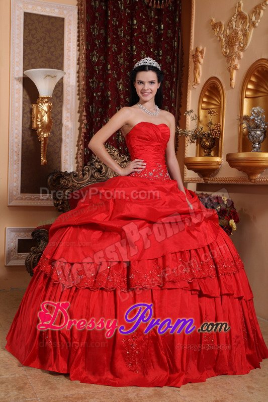 Auckland NZ Red Sweetheart Taffeta Quinces Dresses with Beading