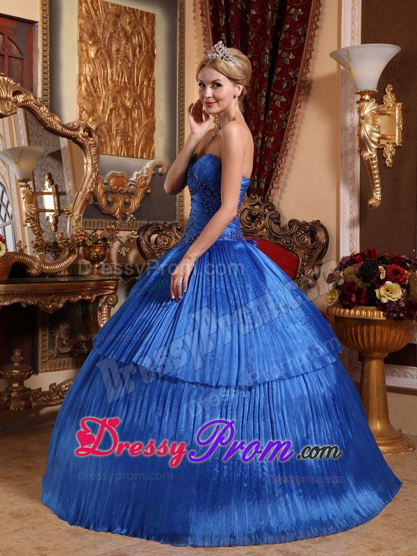 Vail CO Appliqued and Pleated Sweet 15 Dresses in Royal Blue