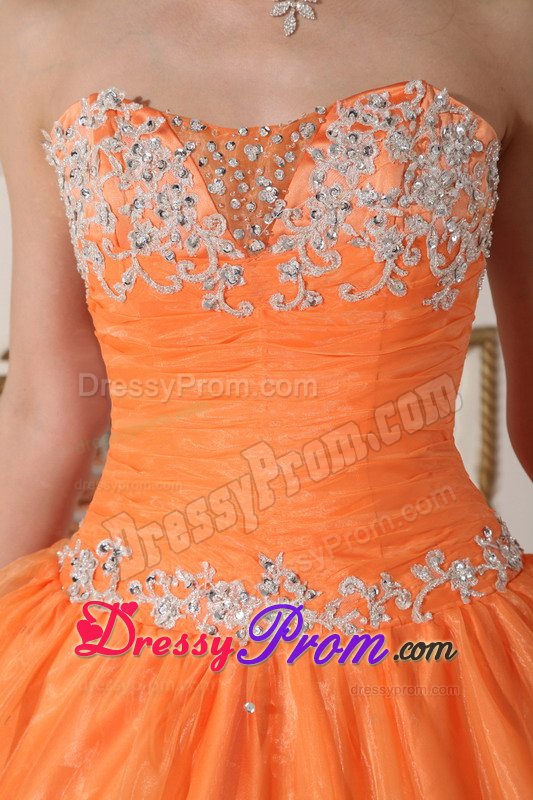 Loveland CO Orange Sweet Sixteen Quinceanera Dress with Appliques