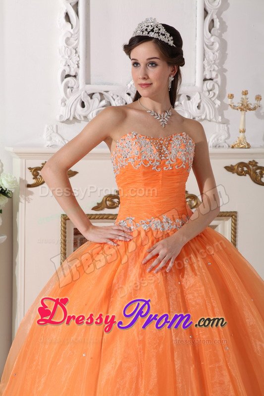 Loveland CO Orange Sweet Sixteen Quinceanera Dress with Appliques